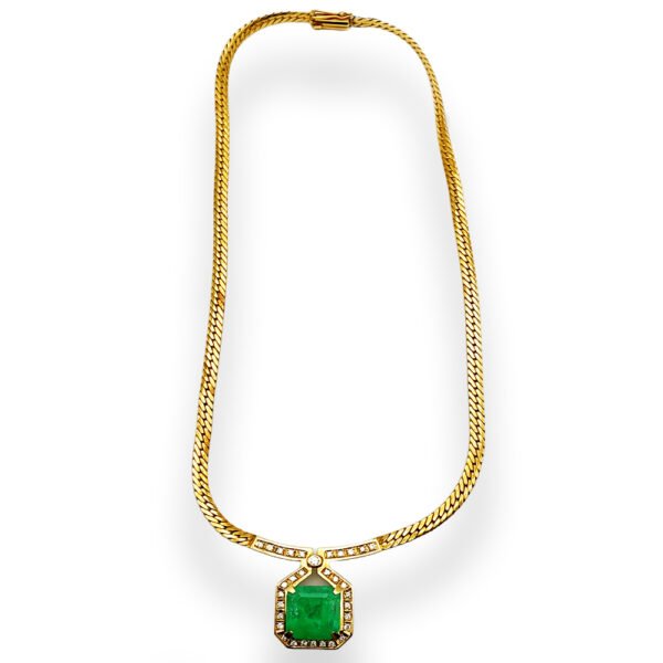 K18 Necklace Emerald 7.53ct Diamond 0.48ct