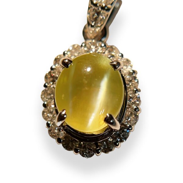 Necklace Chrysoberyl Cat's Eye 1.33ct Diamond 0.26ct