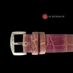 Franck Muller Color Dreams 7502 QZ luxury watch in 18K white gold with diamond-set case, colorful numerals, mother-of-pearl dial, quartz movement, and pink alligator leather strap.