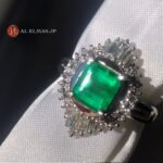 Luxury PT900 platinum emerald ring with 1.400ct natural emerald and 0.61ct diamonds.