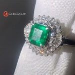 Luxury PT900 platinum ring with a 1.359ct natural emerald and 0.60ct diamonds, weighing 9.55 grams.