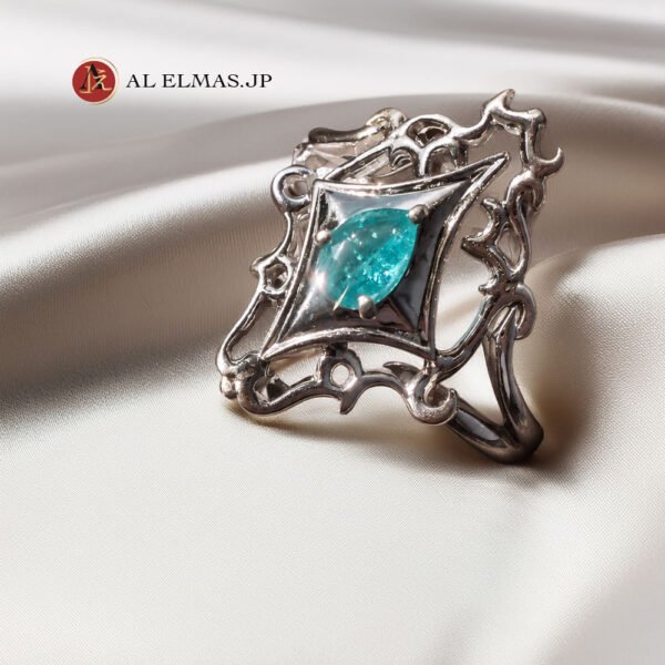 Elegant Pt900/K18 luxury ring featuring a natural Paraiba tourmaline