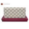Authentic Gucci GG Supreme canvas long wallet with leather interior, original box, dust bag, and booklet – luxury designer wallet by Gucci.