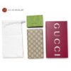 Authentic Gucci GG Supreme canvas long wallet with leather interior, original box, dust bag, and booklet – luxury designer wallet by Gucci.